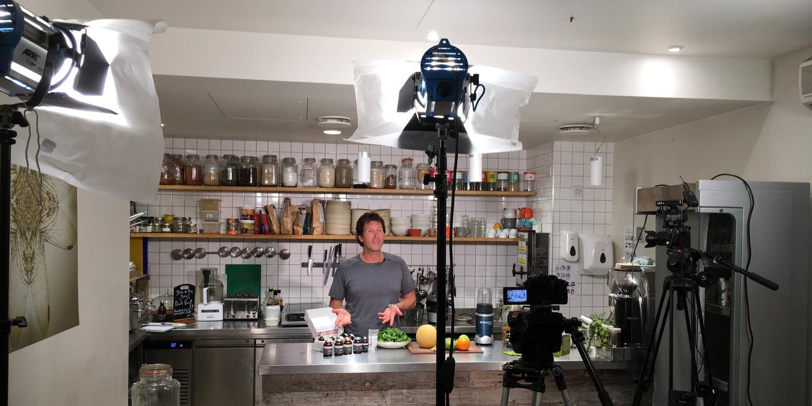 Professional video production — camera operator in studio